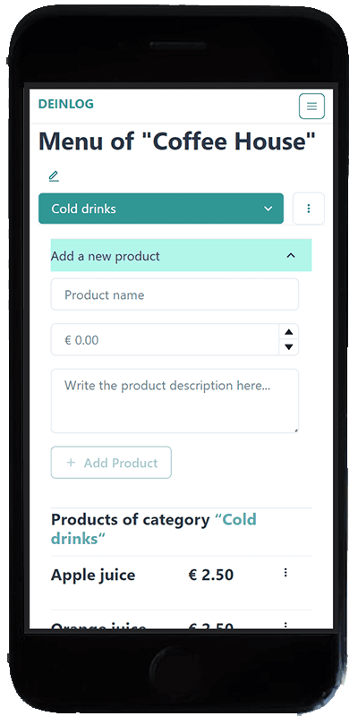 Create products for your online menu